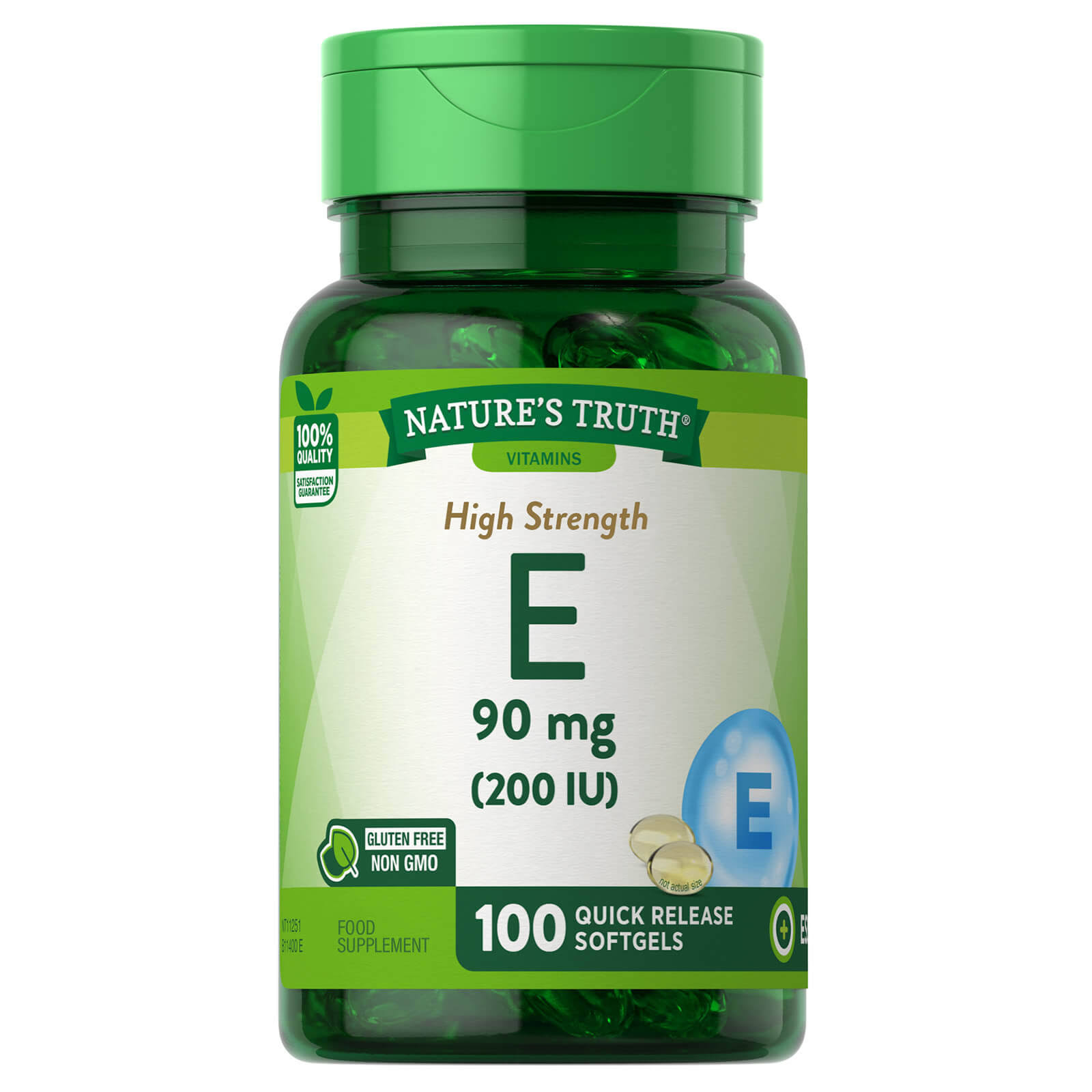 Nature's Truth High Potency Vitamin E, 200 IU, Quick Release Softgels, 100 EA
