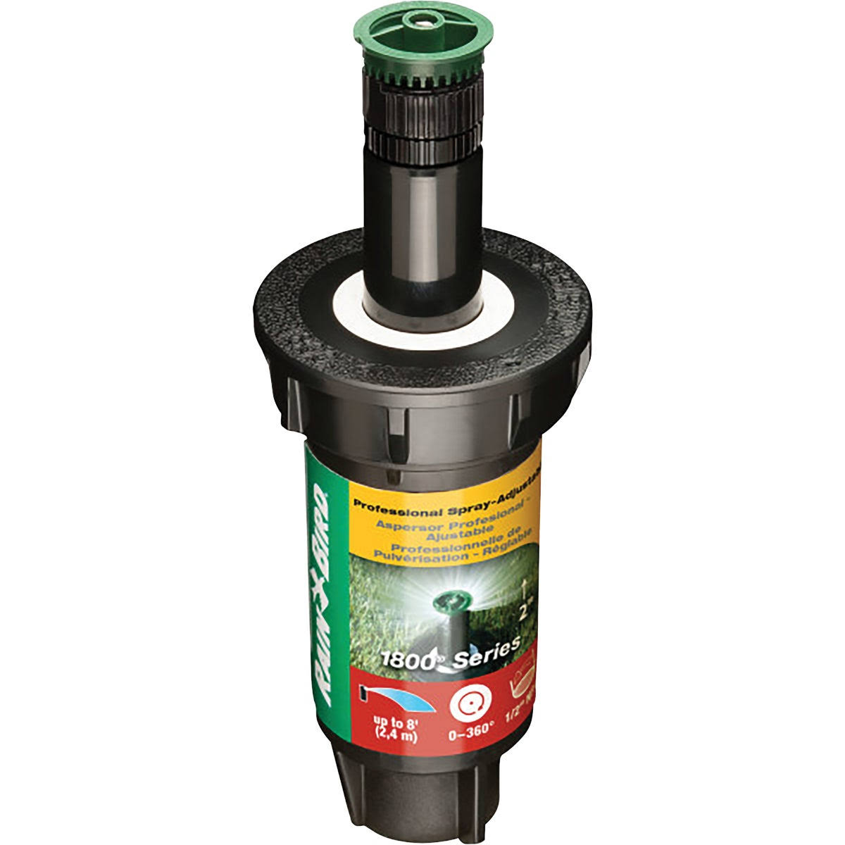 Rain Bird 2 In. Full Circle Adjustable 8 Ft. Rotary Sprinkler with Pressure Regulator 1802AP8PRS