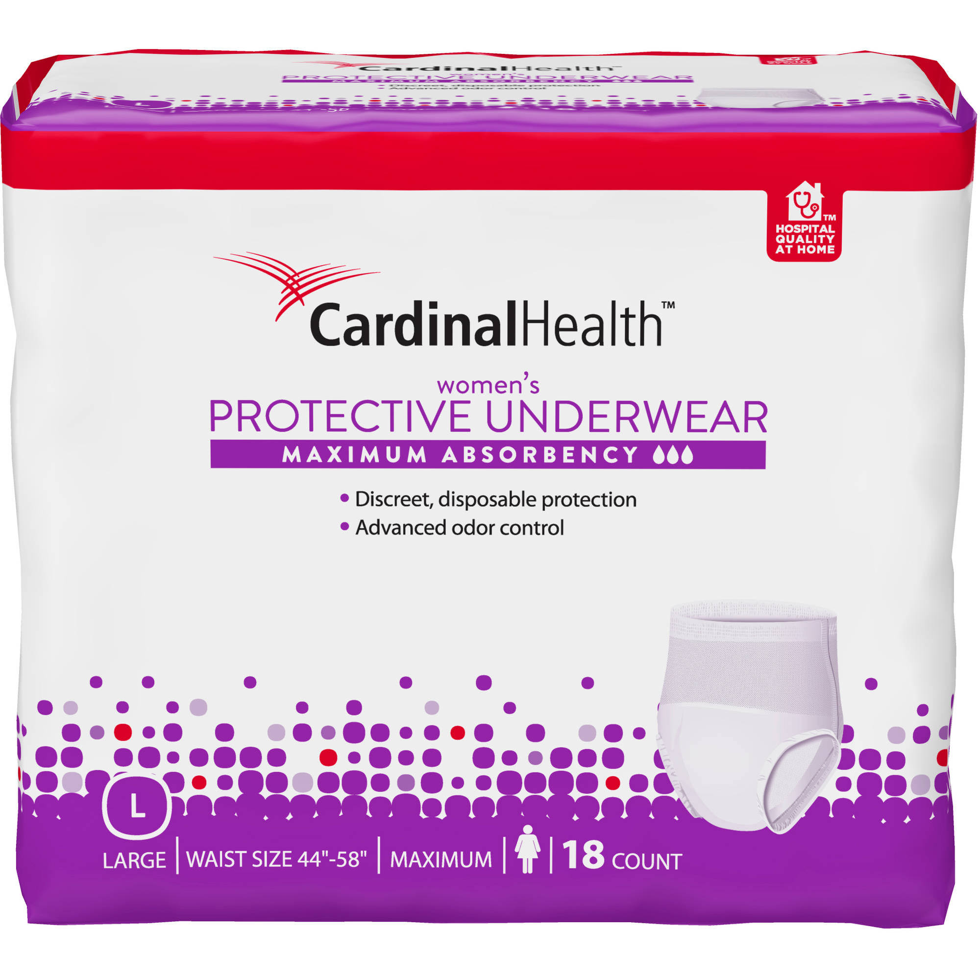 Cardinal Health Women's Protective Underwear - Large, 18 Count