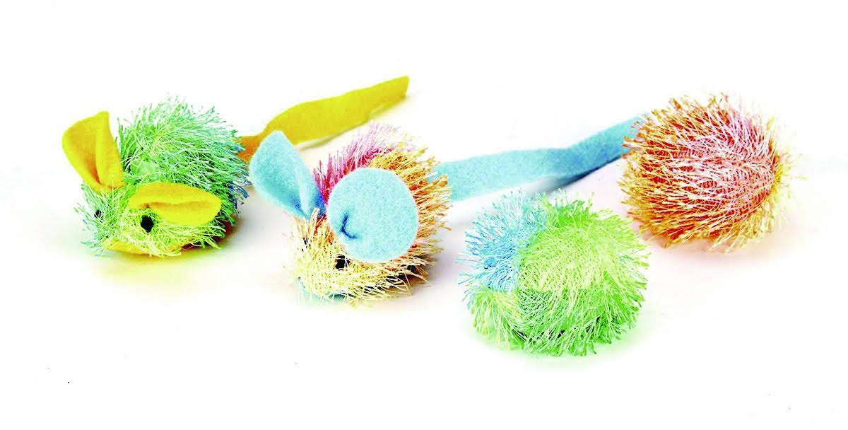 Ethical Stringy Mice and Ball with Catnip Cat Toy - 4pk