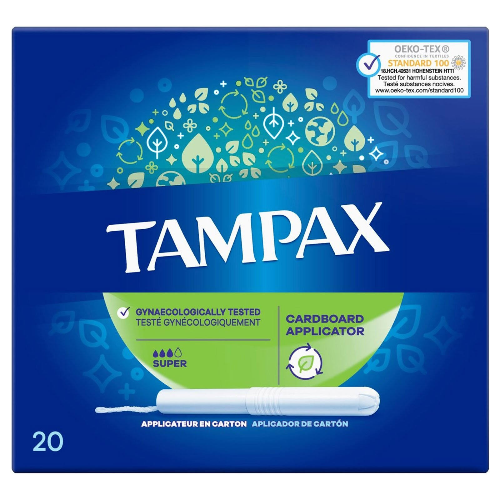 Tampax Super Tampons Applicator Cardboard - 20pk