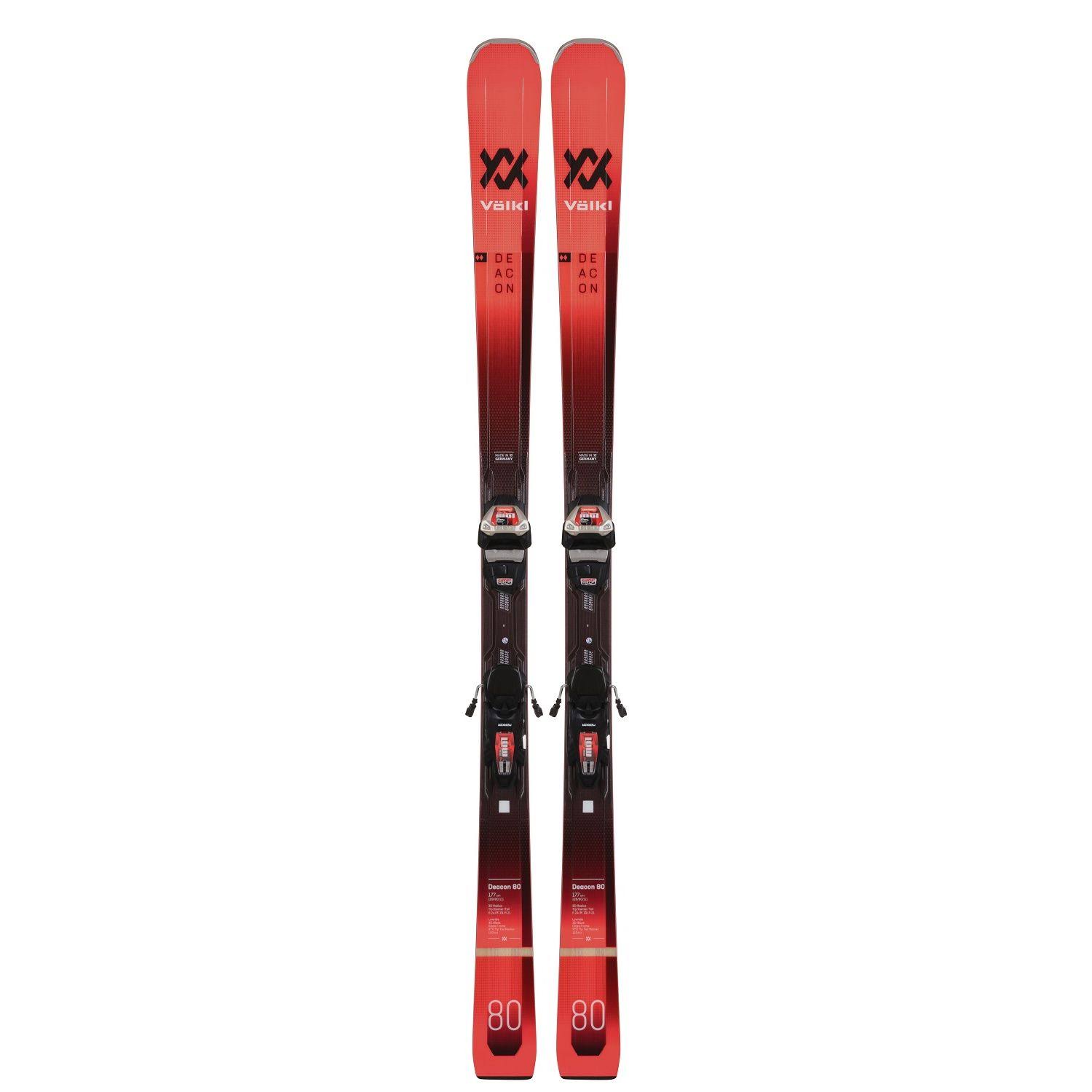 Völkl Deacon 80 Skis + Lowride XL 13 FR D GW Bindings Red Black - 172