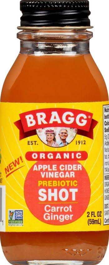 Bragg Apple Cider Vinegar Prebiotic Shot Organic Carrot Ginger -- 2 FL oz
