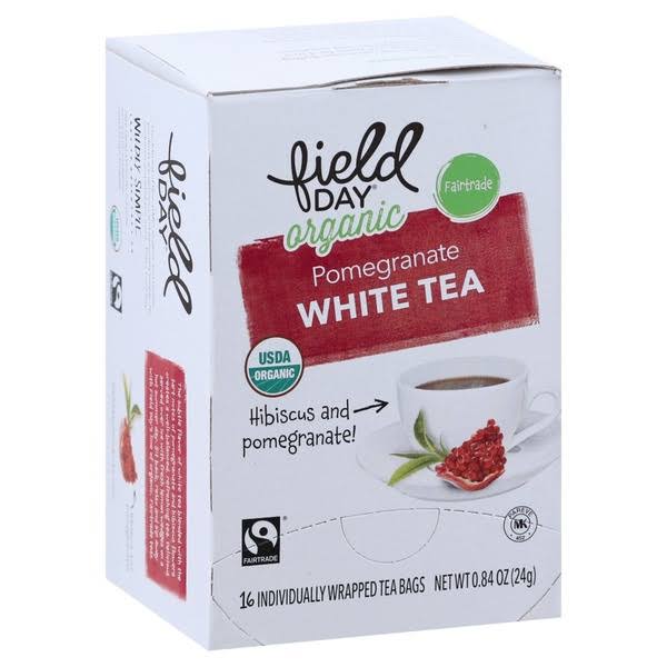 Field Day White Tea, Organic, Pomegranate, Tea Bags