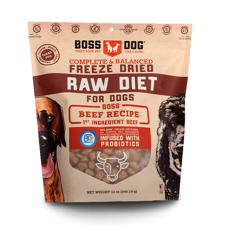 Boss Dog Raw Diet Beef Recipe Freeze-Dried Dog Food, 12-oz