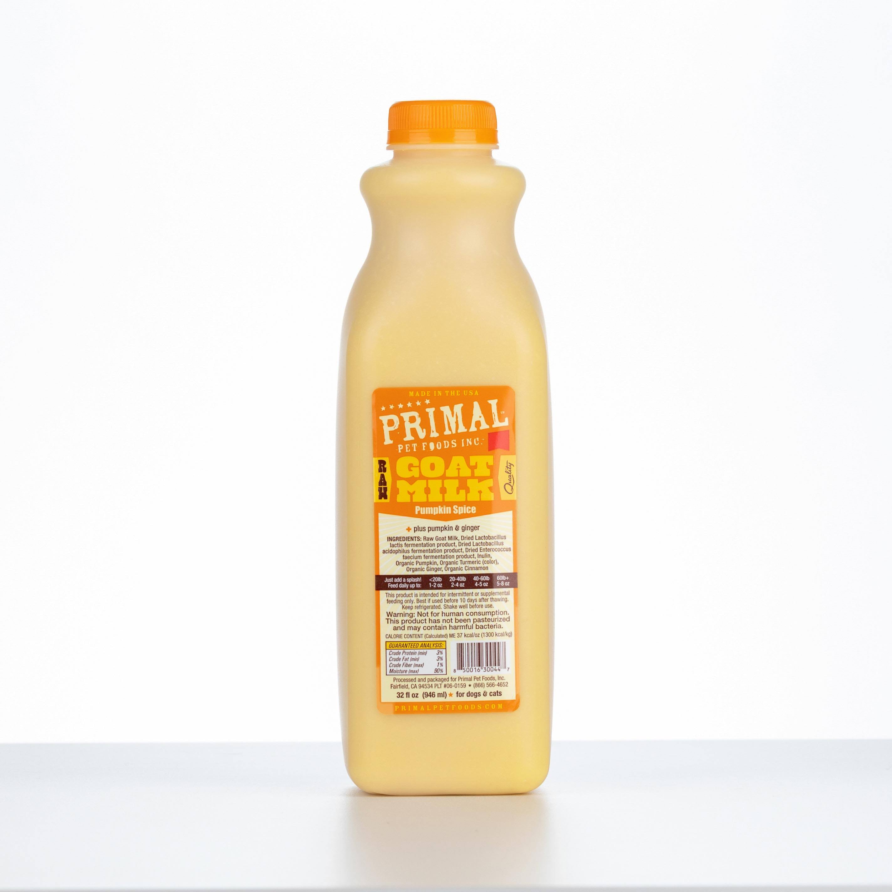 Primal Pumpkin Spice Raw Frozen Goat Milk for Dogs & Cats, 32-oz