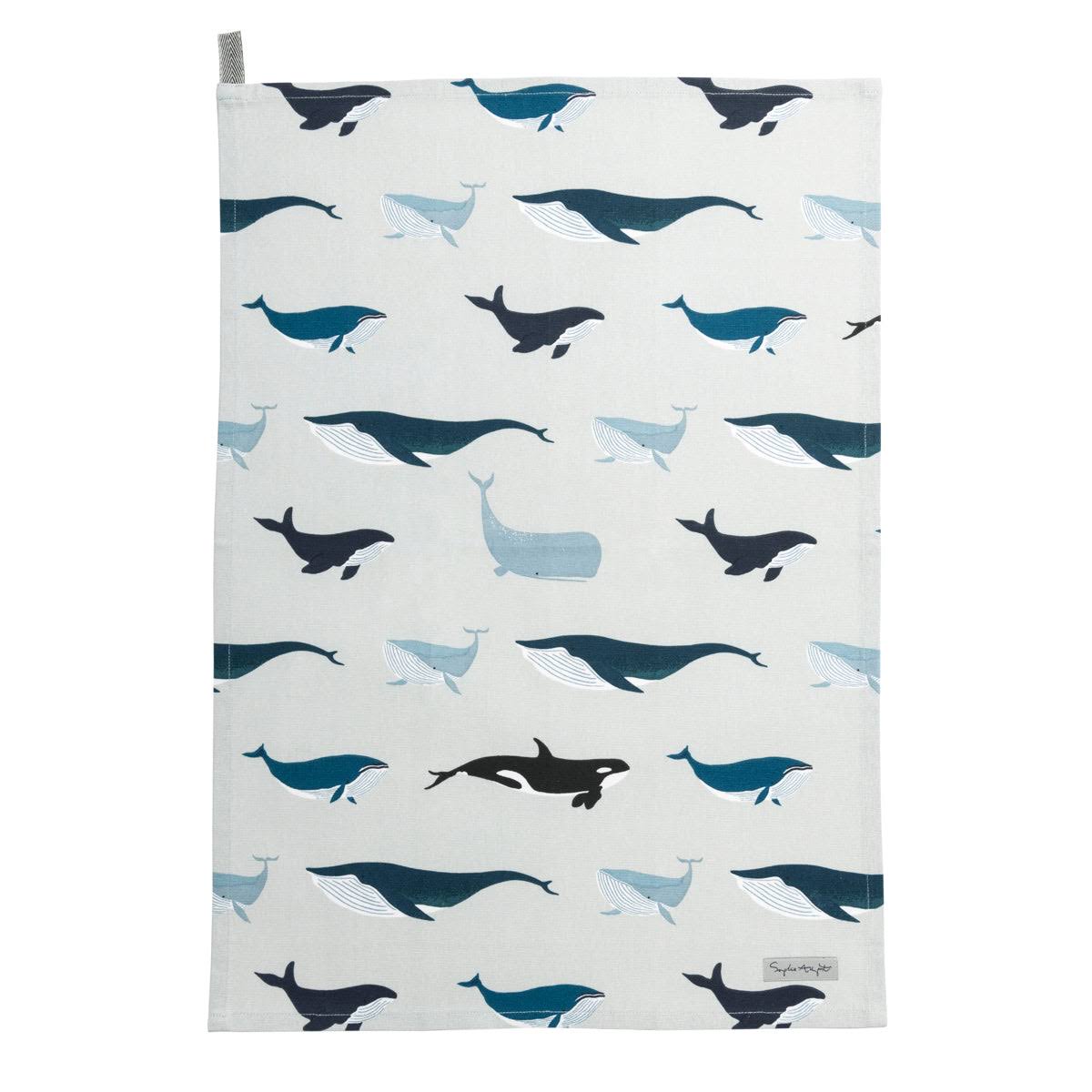 Whales Tea Towel by Sophie Allport