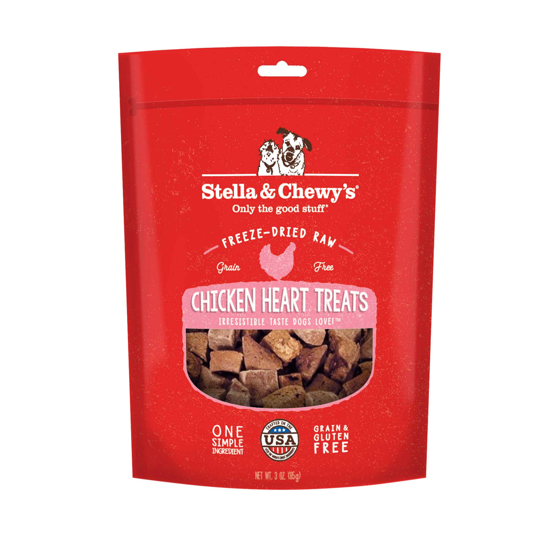 Stella & Chewy's Chicken Hearts Freeze-Dried Dog Treats, 3-oz