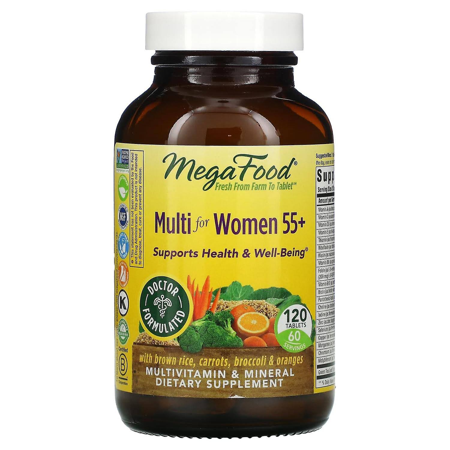 MegaFood Multivitamin & Mineral for Women Over 55 Dietary Supplement - 120 Tablets