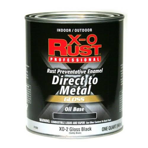 X-O Rust Interior/Exterior Gloss Anti Rust Enamel - Black, 1 Qt