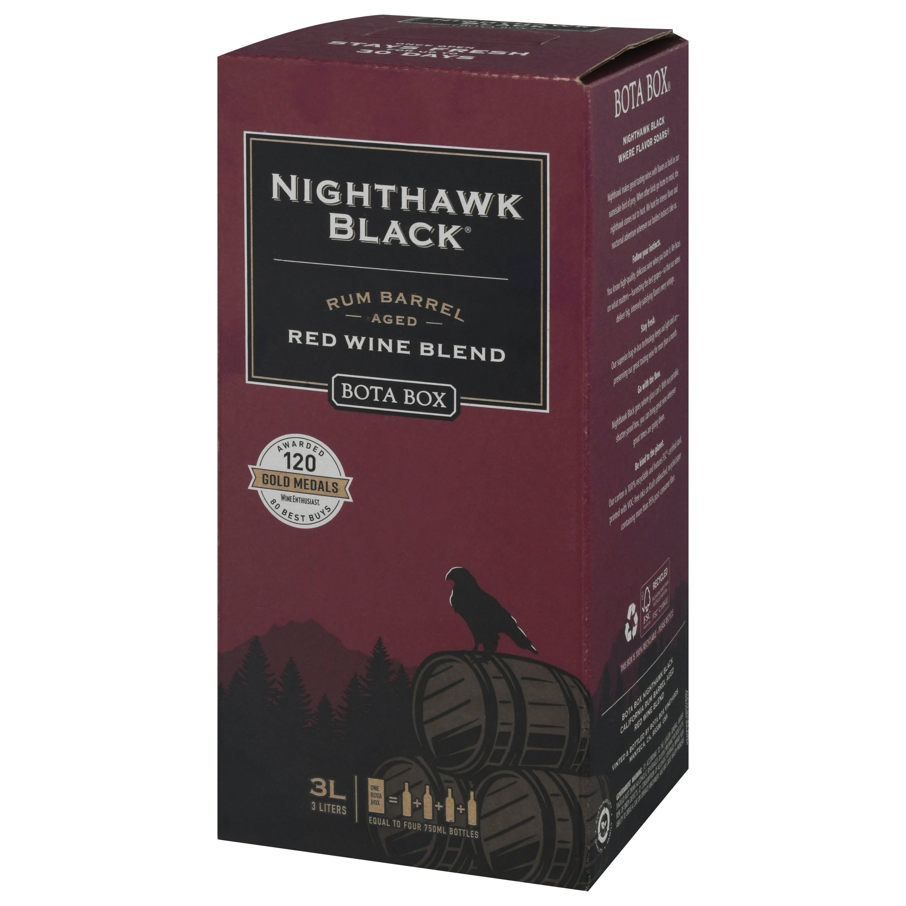 Bota Box Nighthawk Black Red Wine Blend Rum Barrel Aged 3L