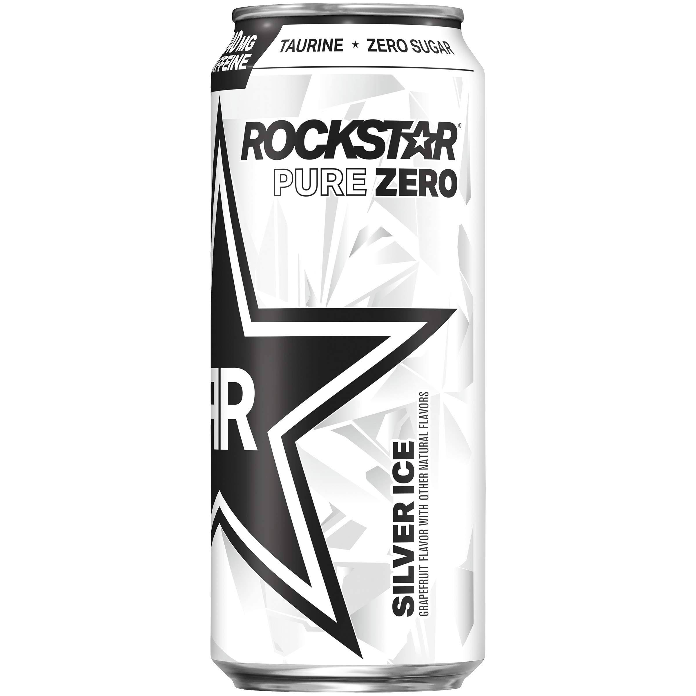Rockstar Pure Zero Energy Drink, Sugar Free, Silver Ice - 16 fl oz