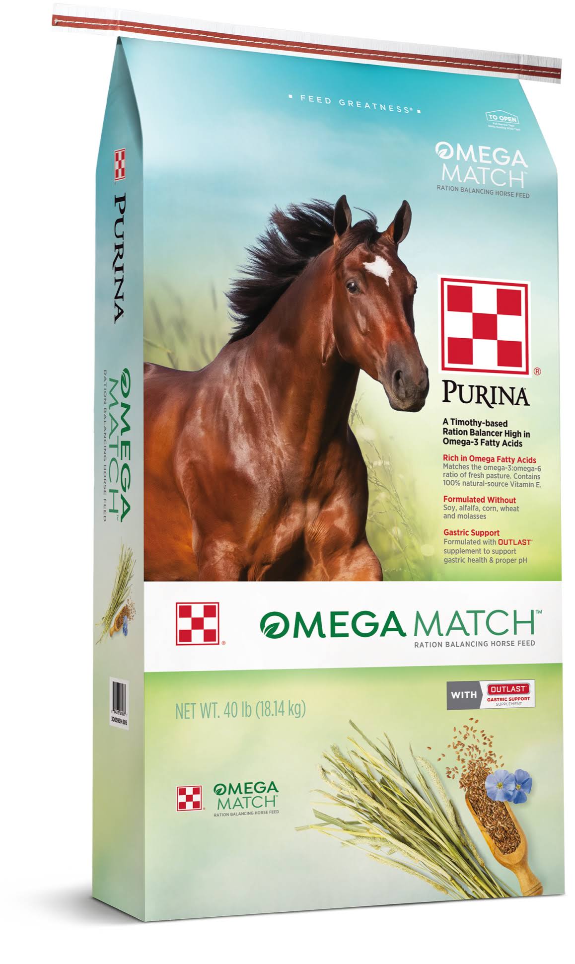 Purina Omega Match Ration Balancing Horse FEED, 40lb - 3005939-205