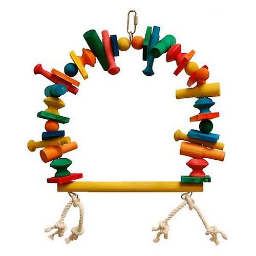 Zoo Max Wooden Block Perch Swing Small Parrot Toy - 10"