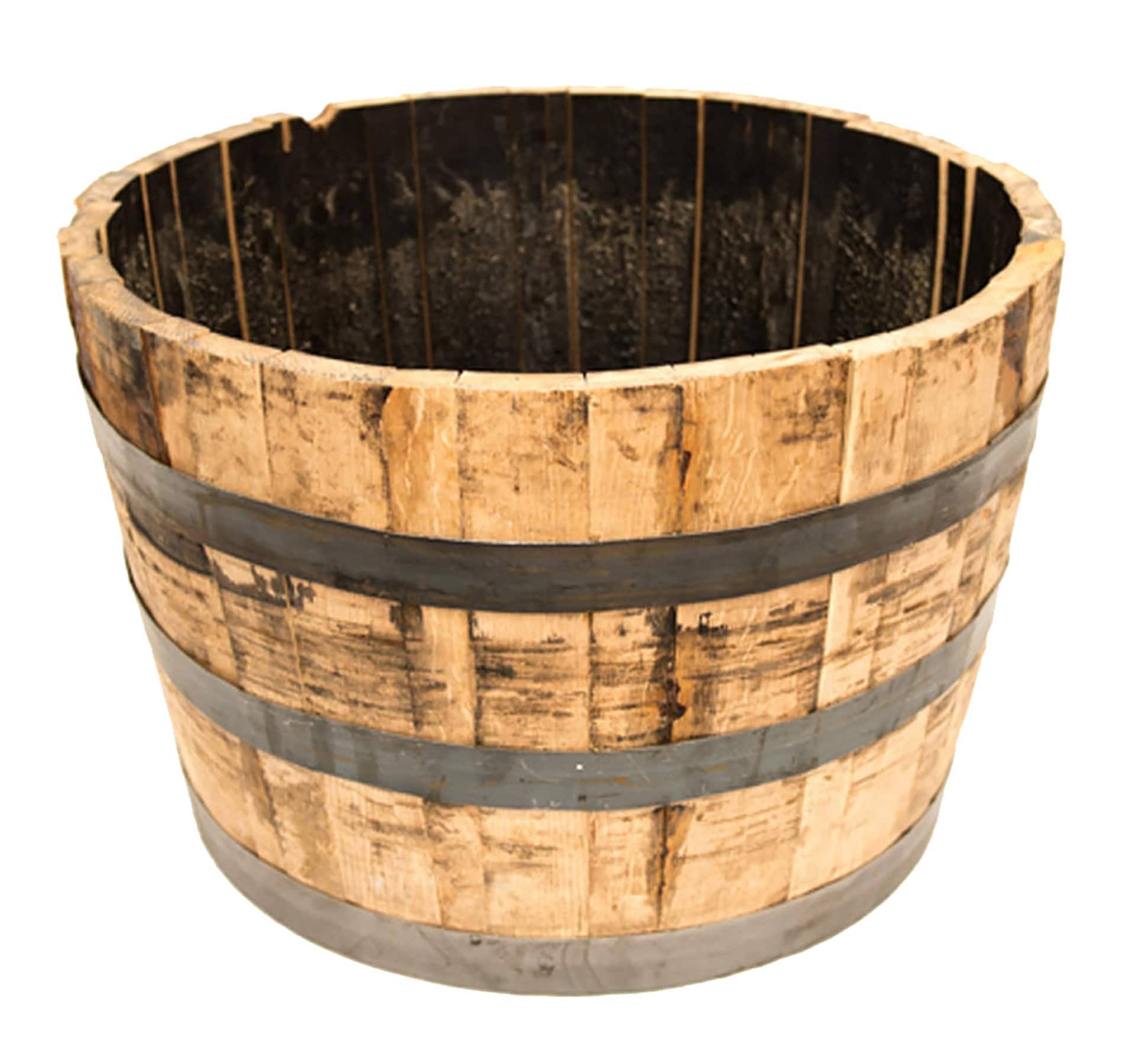 Real Wood Products HWB Half Oak Whiskey Barrel Planter - 25" Dia