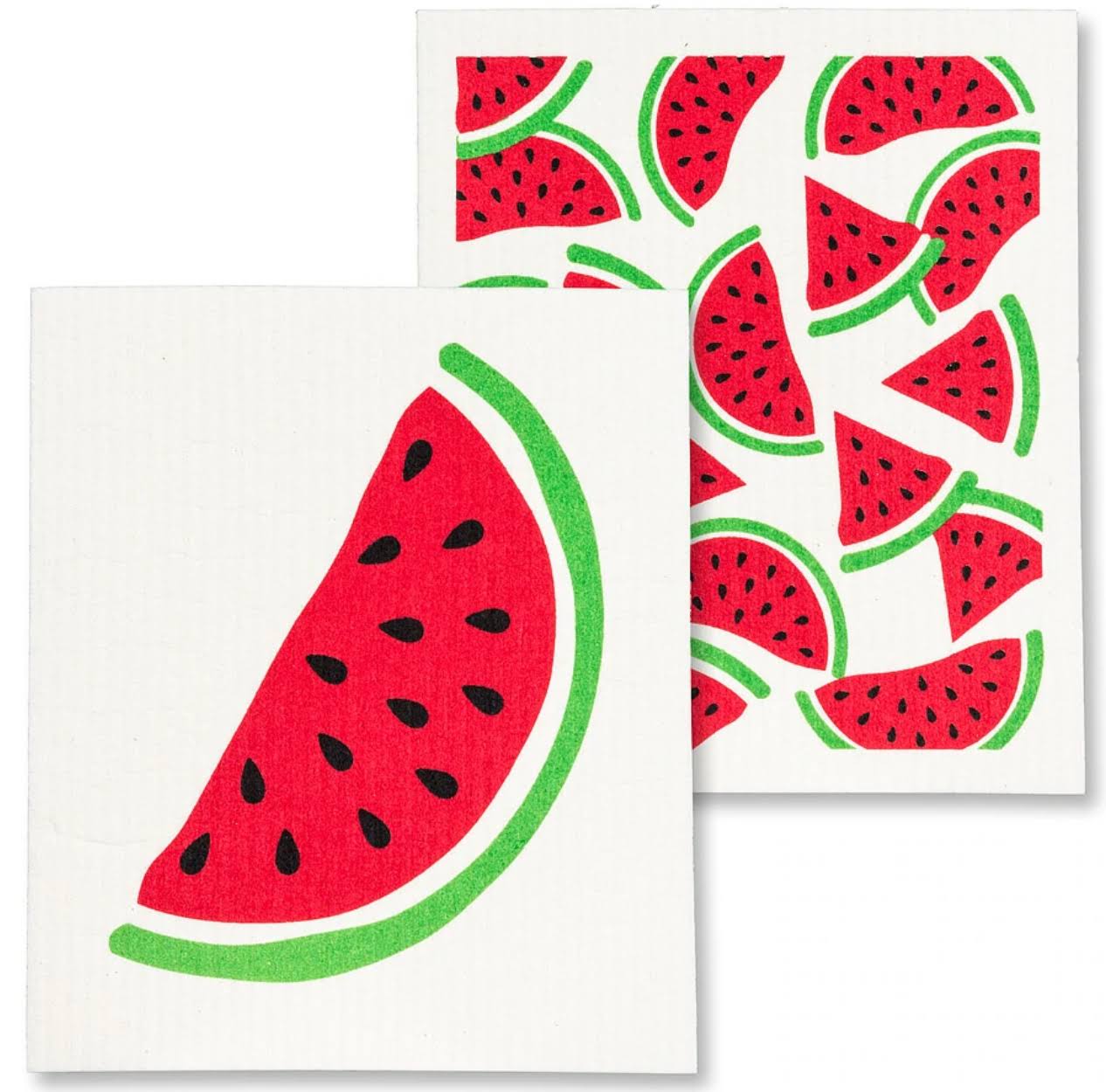 Abbott Collections AB-84-ASD-AB-80 6.5 x 8 in. Watermelon Dishcloths Ivory & Red - Set of 2