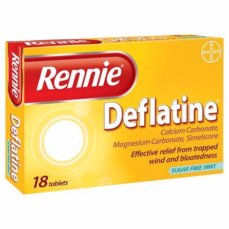Rennie Deflatine Chewable Tablets - Sugar Free Mint, 18 Pack