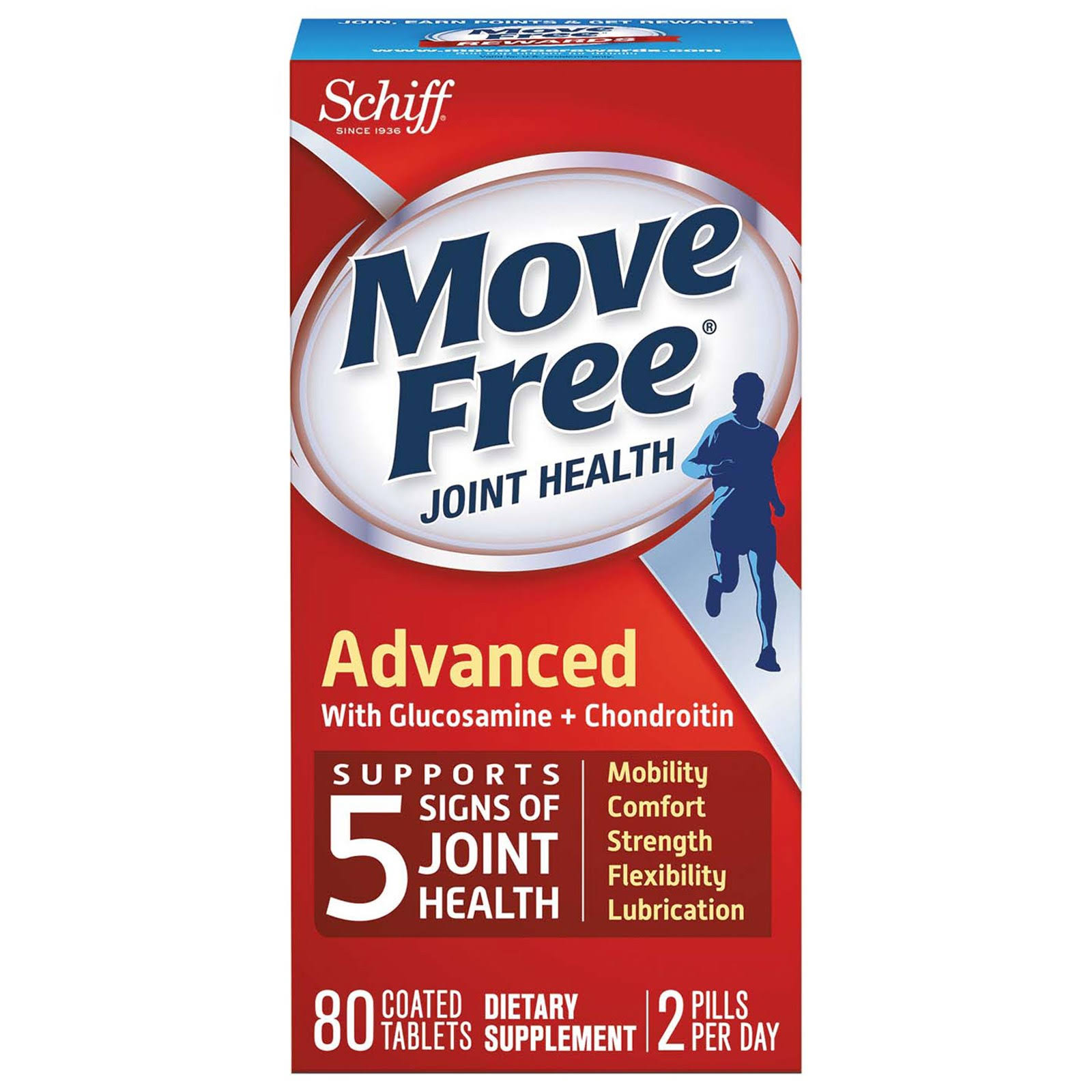 Schiff Move Free Joint Health Advanced with Glucosamine and Chondroitin Tablets - 80ct