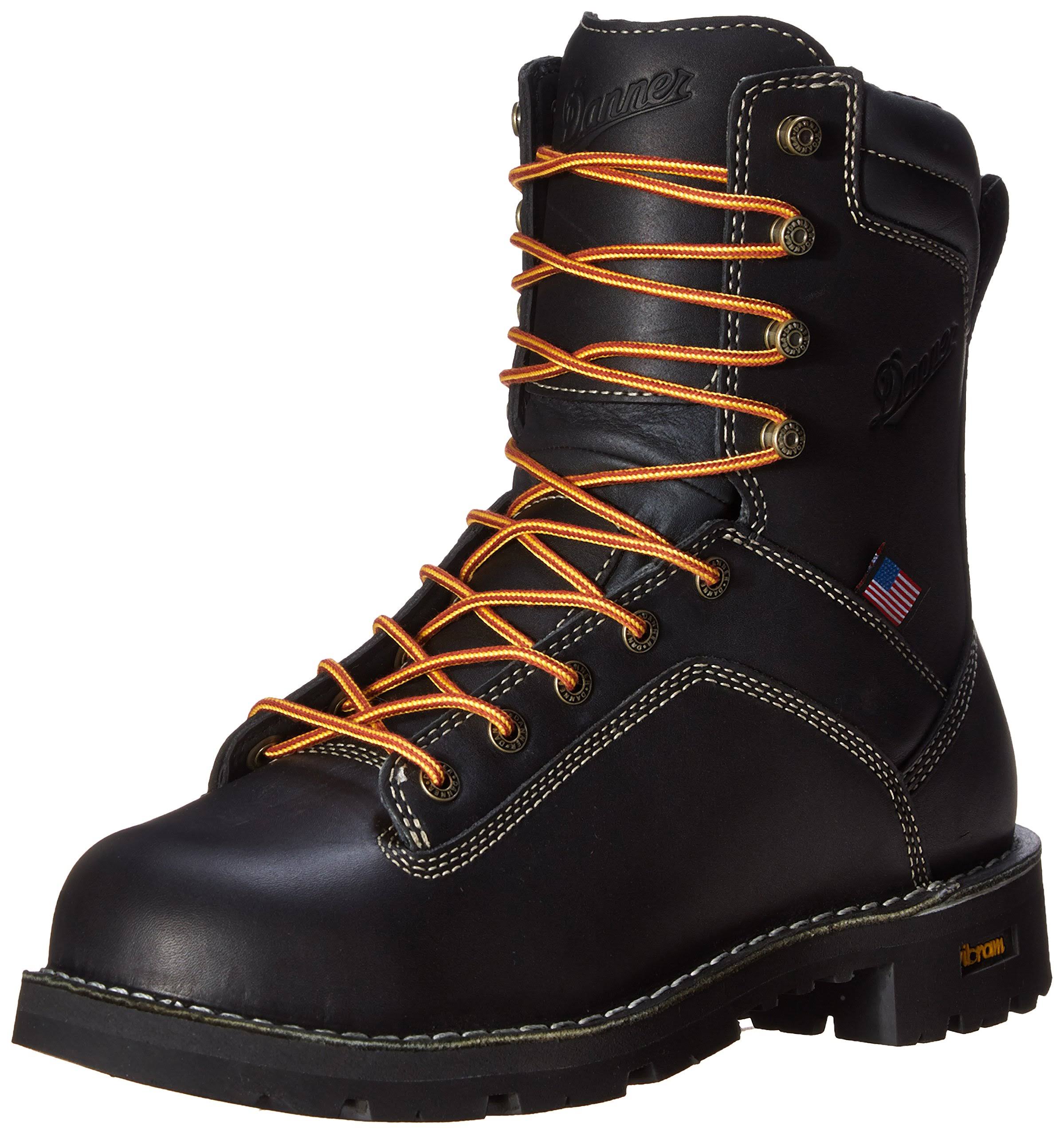 Danner Men's Quarry USA Leather Alloy Toe Waterproof Work Boots - Black, 8", 12US