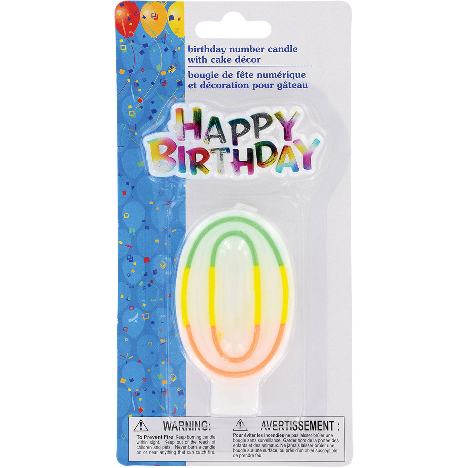 Greenbrier Number 0 Candle with Happy Birthday Cake Decor - Each