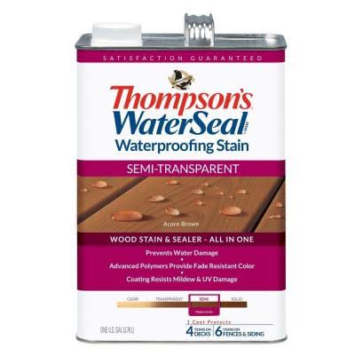 Thompsons WaterSeal Semi-Transparent Exterior Stain and Sealer - Acorn Brown, 1gal
