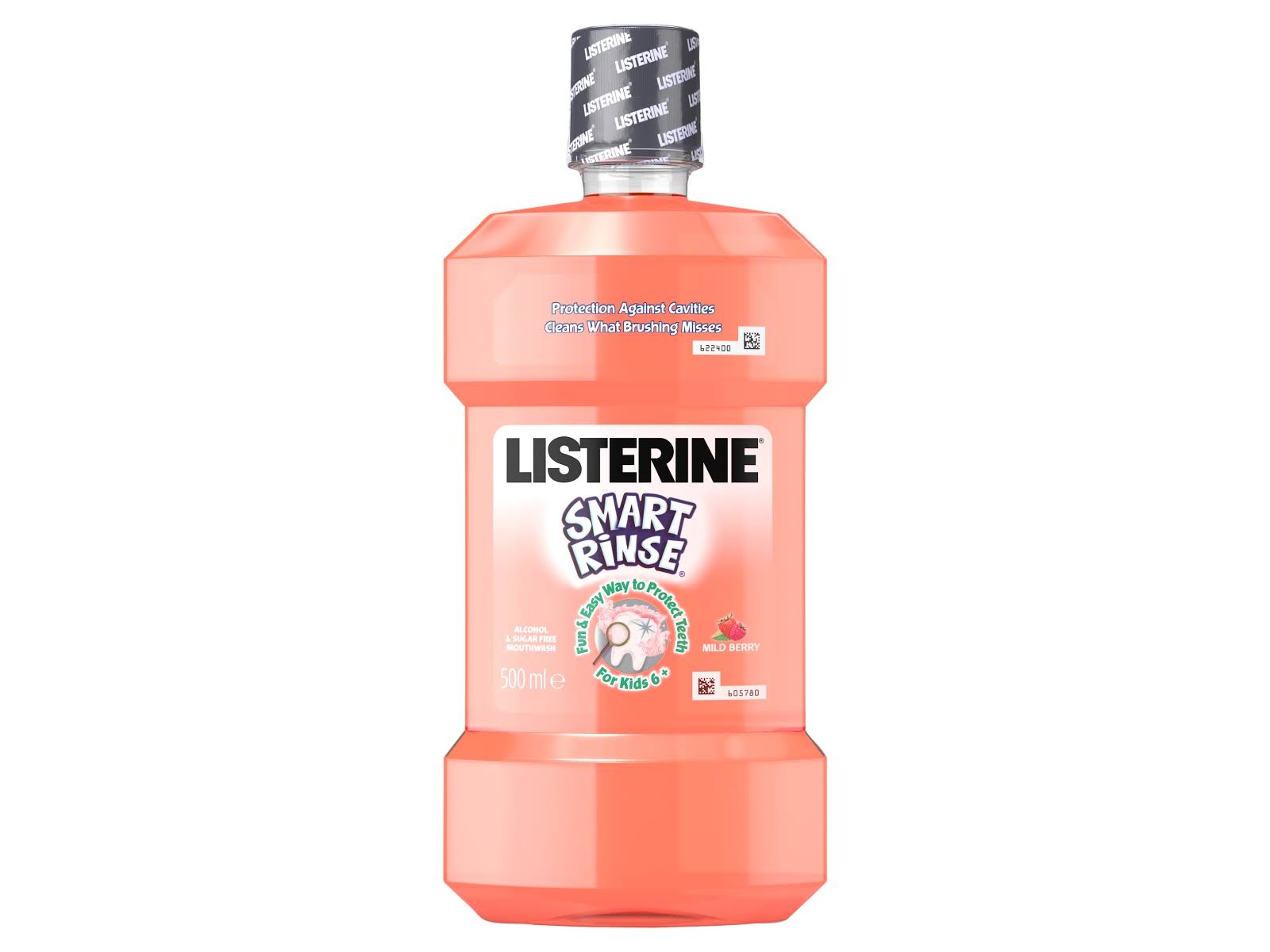 Listerine Smart Rinse Kids Mouthwash - Mild Berry, 500ml