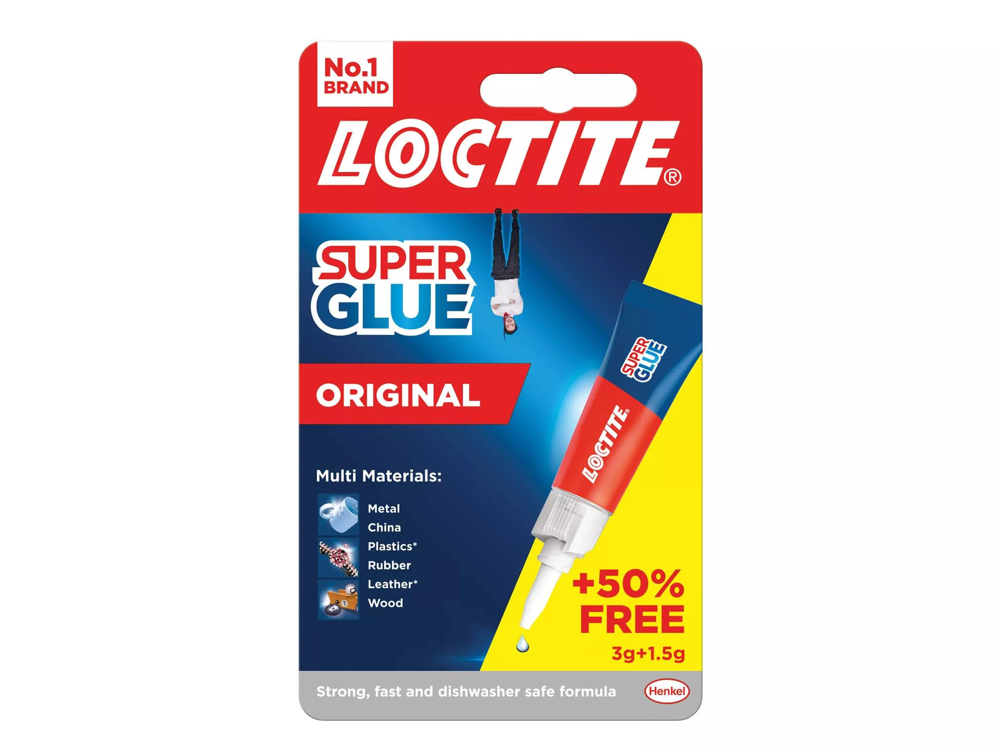 Loctite Super Glue Liquid, Tube 3g + 50% Free 2633452