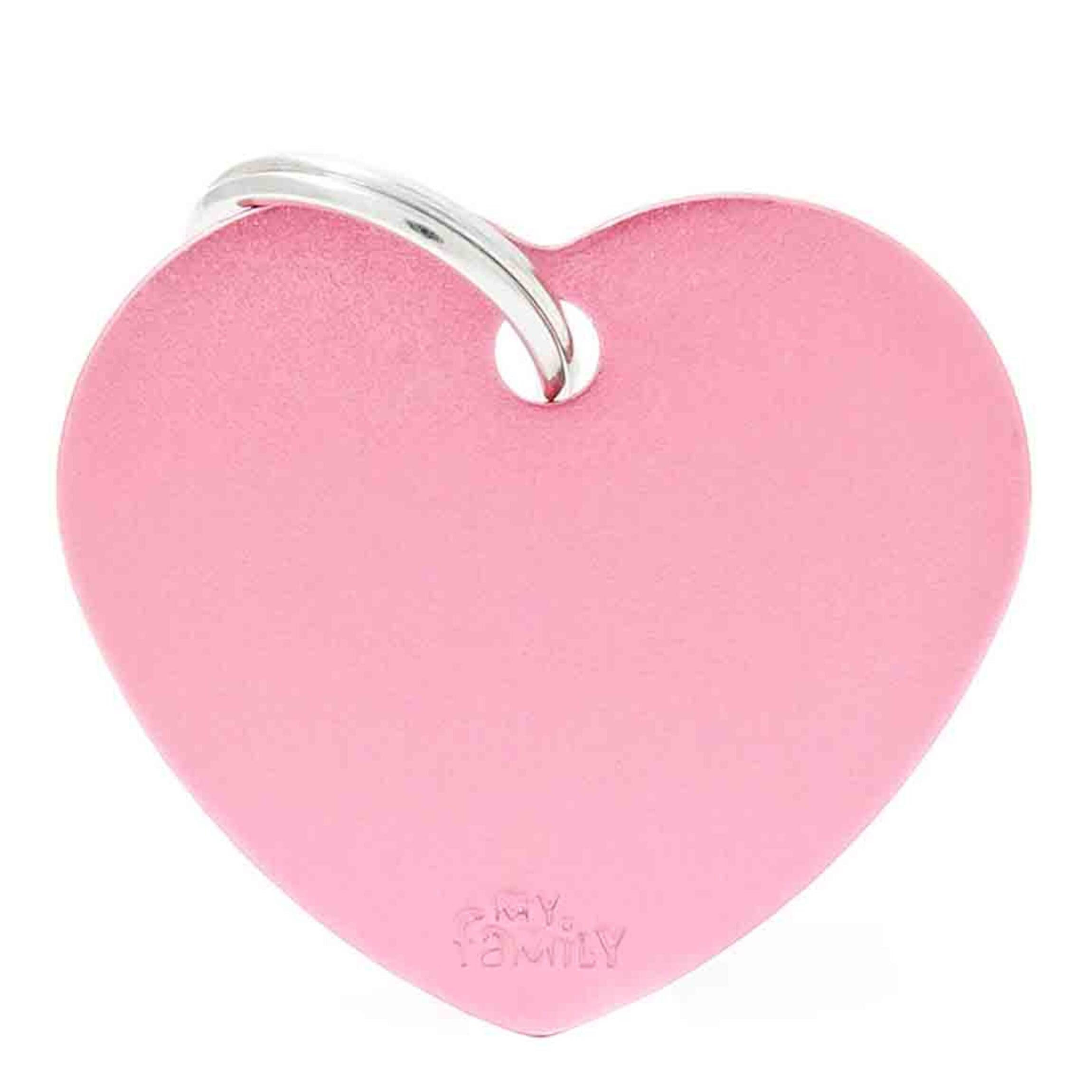 My Family Pet ID Tag - Large, Pink Heart