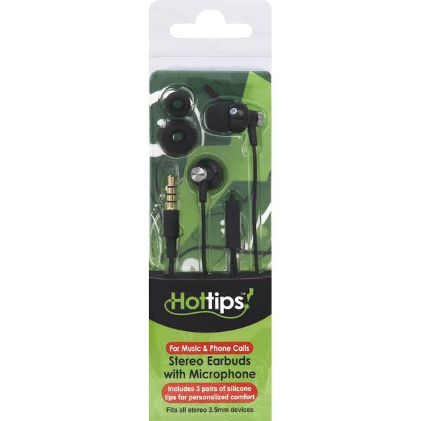 Hottips Earbuds, Stereo, with Microphone
