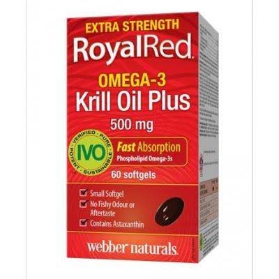 Webber Naturals Royal Red Omega3 Krill Oil Plus Extra Strength - 5oomg, 60ct