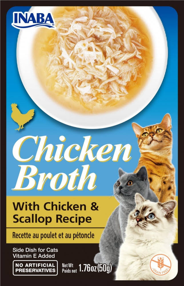 Inaba Chicken Broth with Chicken and Scallop Recipe Side Dish for Cats (1.76oz)