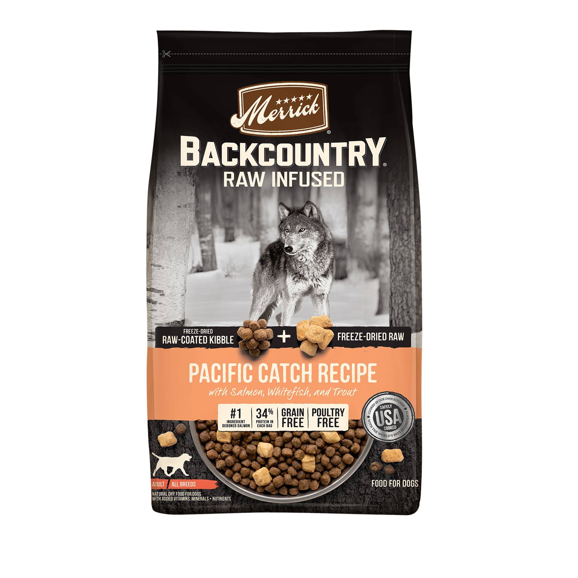 Merrick Backcountry Grain Free Raw Infused Pacific Catch Recipe Dry Dog Food, 20 lbs.