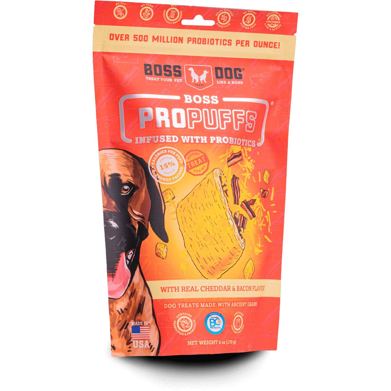 Boss Dog ProPuffs Cheddar & Bacon Dog Treats (6 oz)