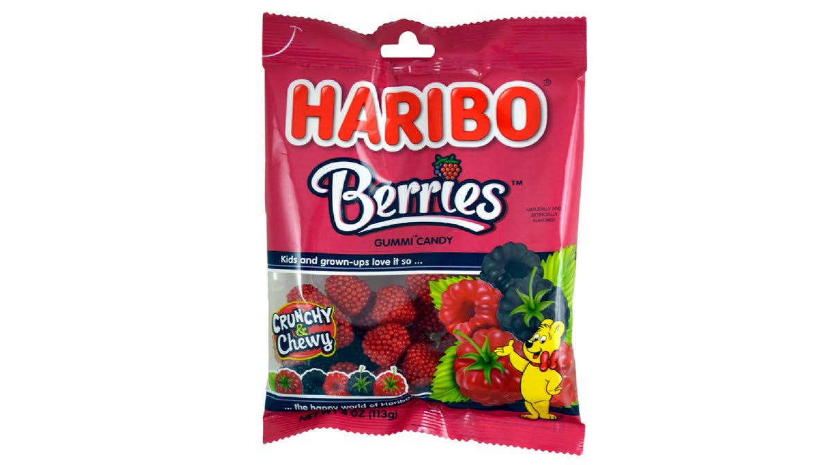 Haribo Gummy Candy - Raspberries, 4oz