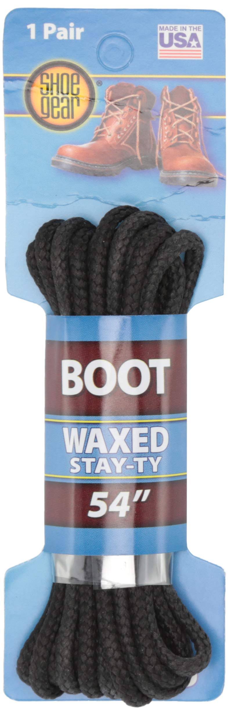 Shoe Gear Waxed Boot Laces - Black/Black, 54"