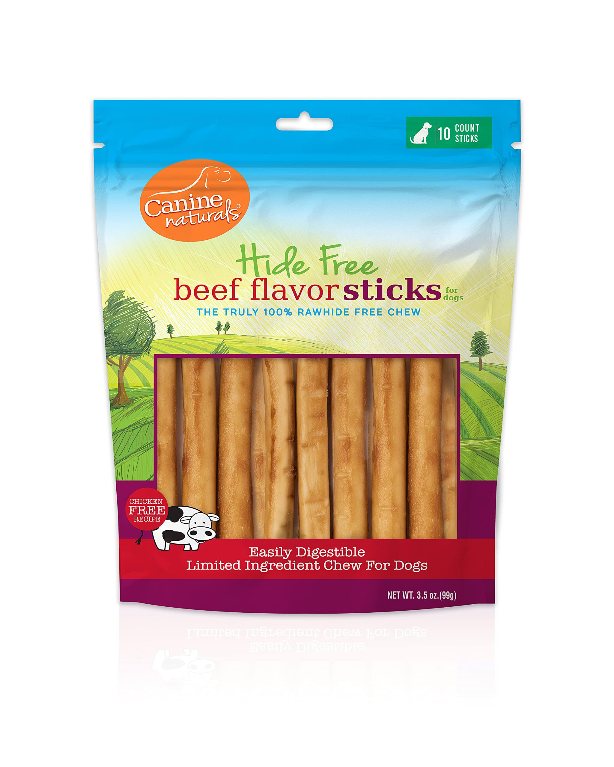Canine Naturals Hide-Free Beef Rolls - 5" 10-Pack