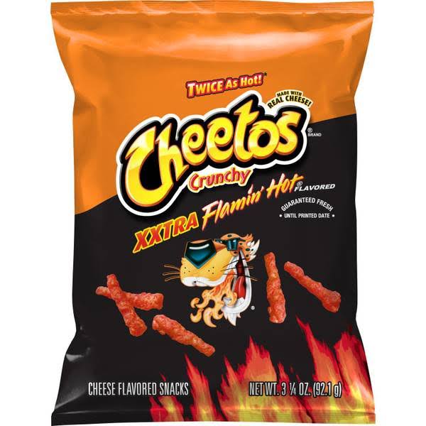 Cheetos Cheese Flavored Snacks, Crunchy, XXtra Flamin' Hot Flavored - 3.25 oz