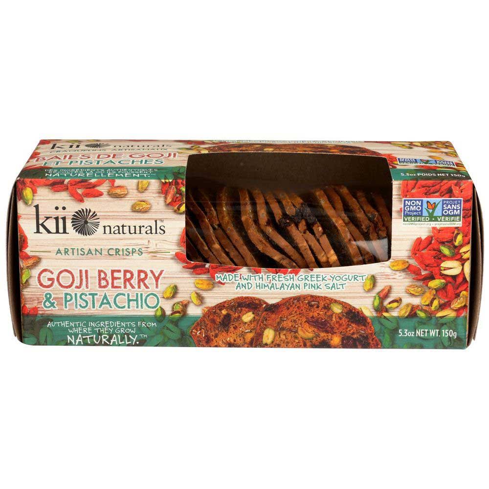 Kii Naturals Margaret's Artisan Bakery Crackers Artisan - Goji Berry and Pistachio Crisps, 5.3oz