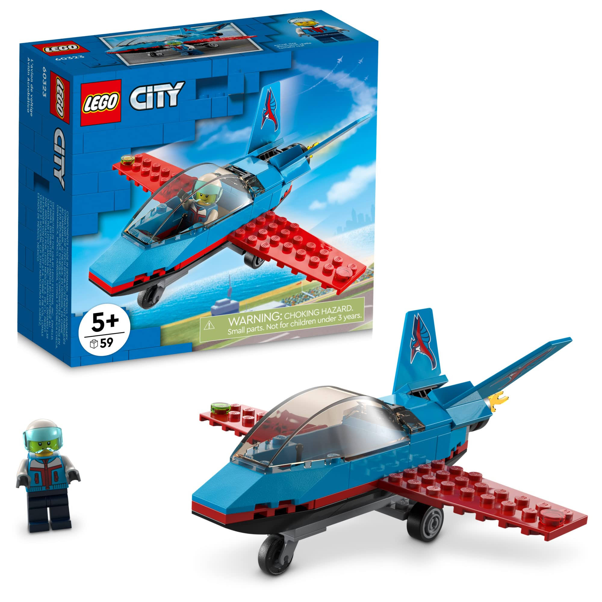 LEGO City Stunt Plane 60323 Building Kit; Toy Jet with Decorated Tail