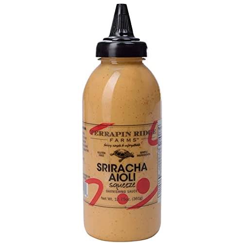 Terrapin Ridge Farms Gourmet Sriracha Aioli Garnishing Sauce For Deviled Eggs, Sandwiches, Grilled Fish, Chicken, And Sweet Potato Fries – One 12.75