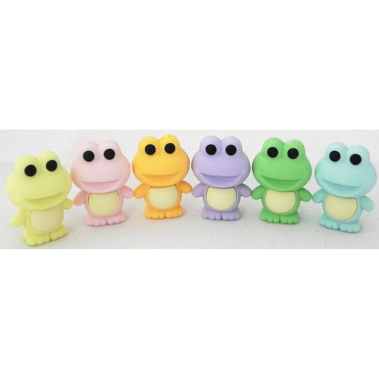 Frog Eraser Made in Japan Iwako 6pcs, Color May Vary