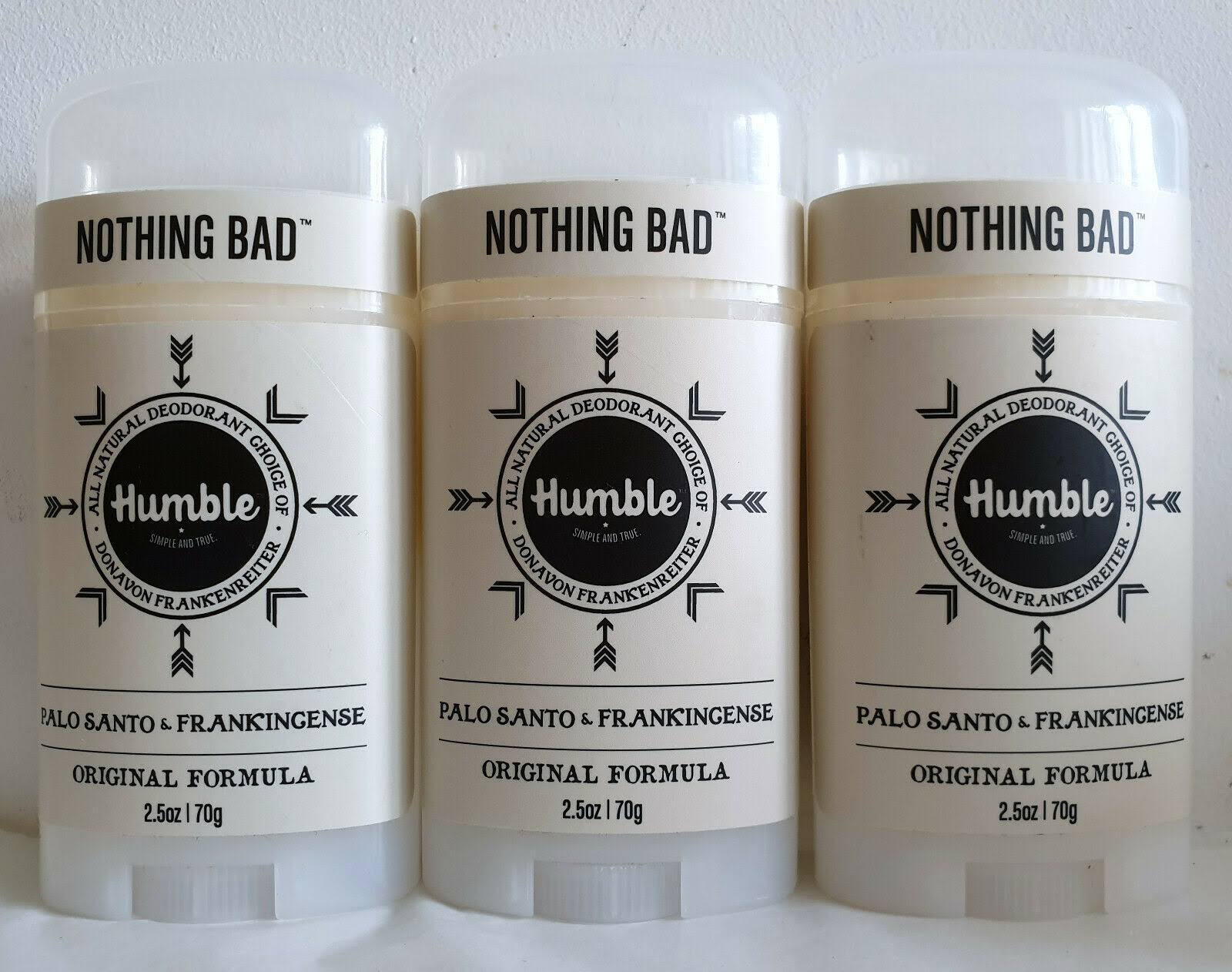 3 x Humble Nothing Bad Natural Deodorant Organic Eco 70g Palo Santo Frankincense