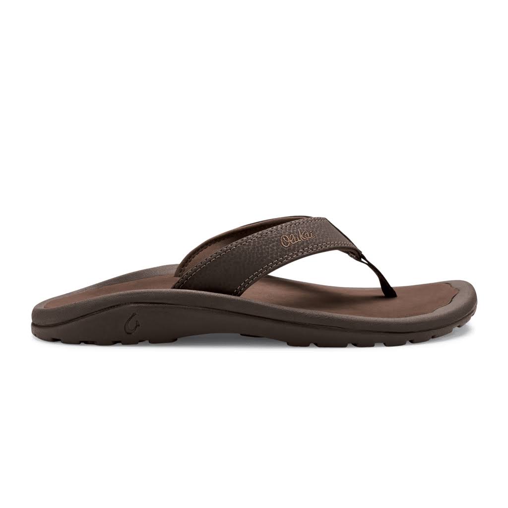 OluKai Men's Ohana Dark Java Ray Flip Flops Sandals - 10 US