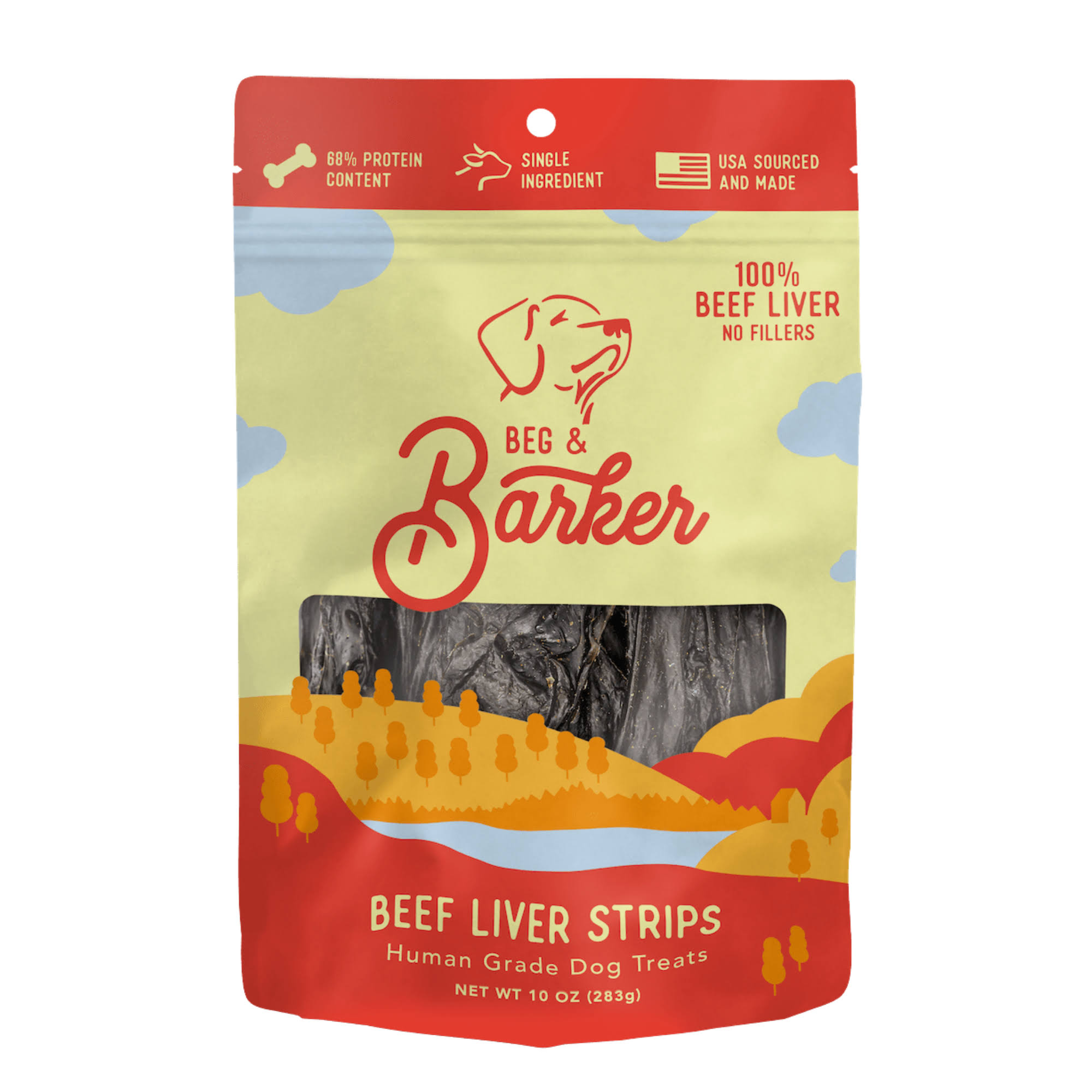 Beg & Barker Beef Liver Strips Jerky Dog Treats 1oz