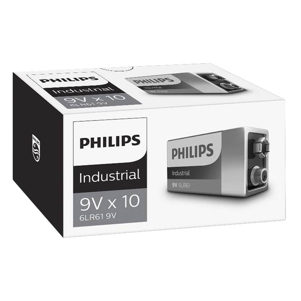 Philips S12939 PP3 9V Industrial Alkaline Batteries (Pack of 10)