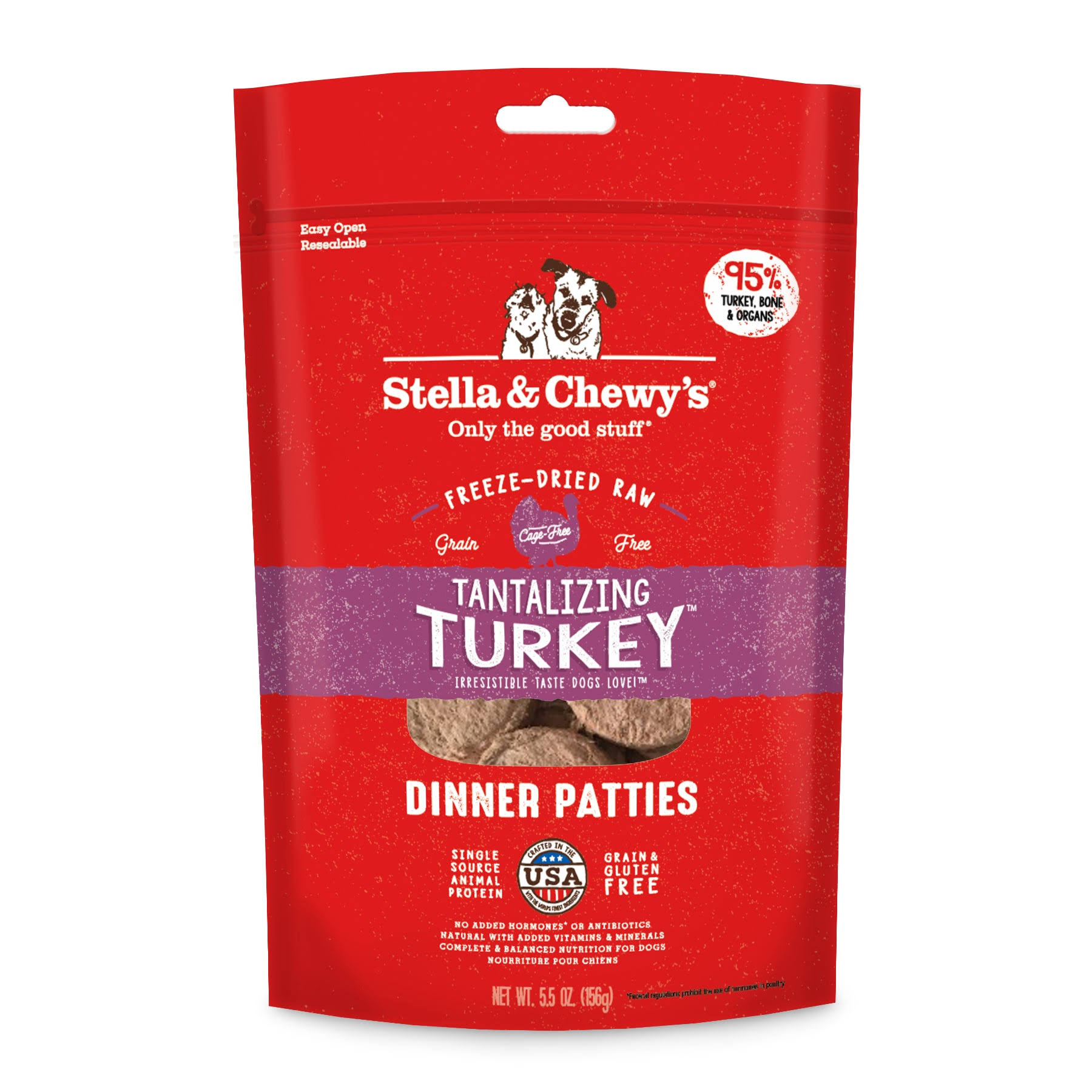 Stella & Chewy's Freeze-Dried Raw Tantalizing Turkey Dinner Patties Dog Food, 5.5 oz. Bag