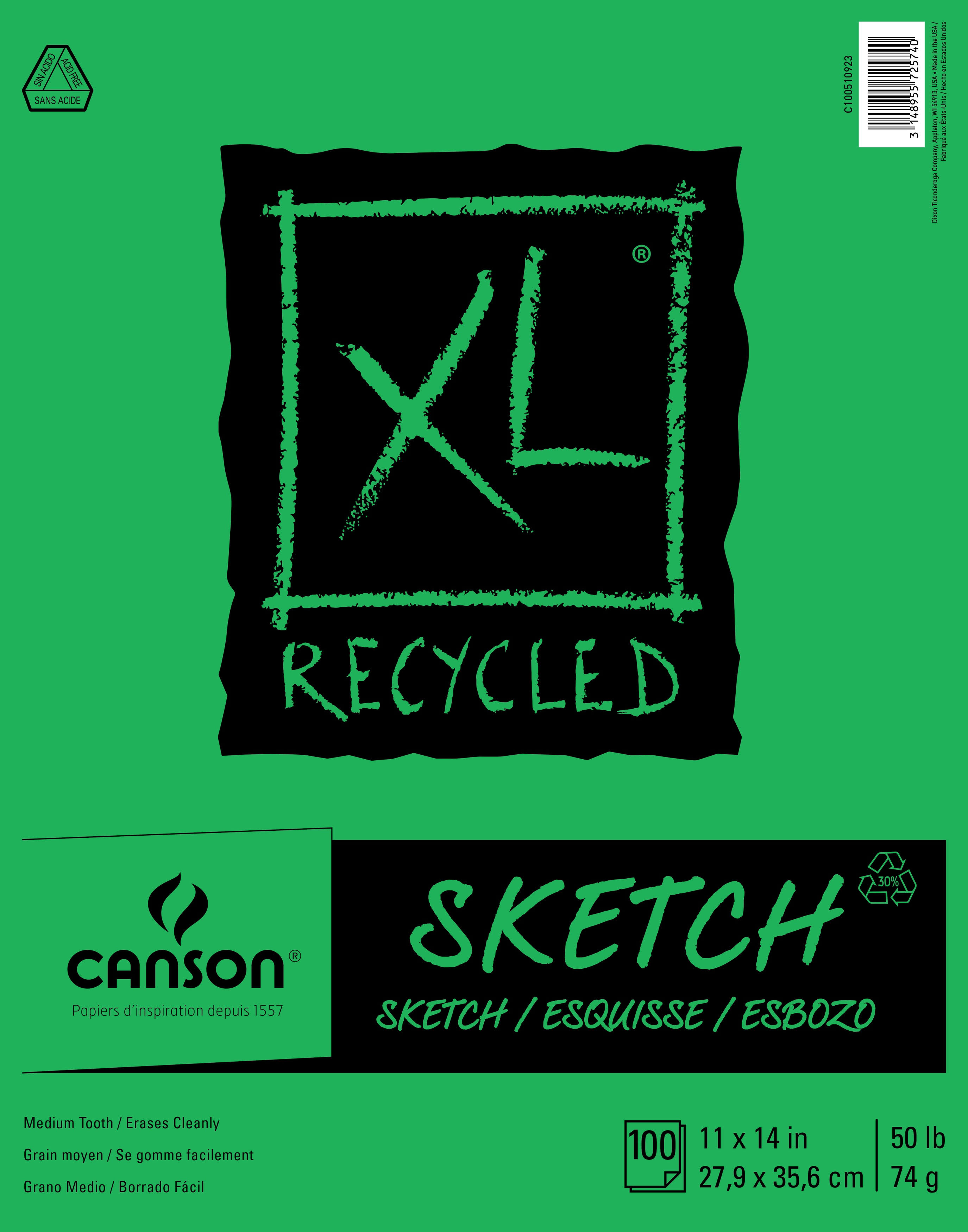 Canson 457487 XL Recycled Sketch Paper Pad - 11" x 14", 100 Sheets