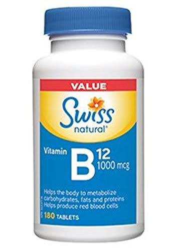 Swiss Natural Sources Vitamin B12 Supplement - 180 Tablets, 1000mcg