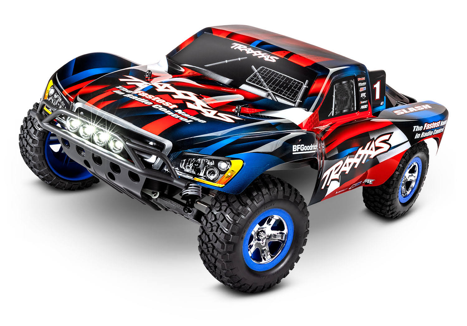 Traxxas Slash RTR 2WD Brushed with Battery and Charger - Red/ Blue with LED TRX58034-61-RBLU
