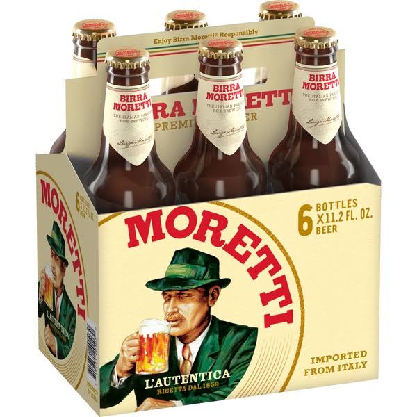 Moretti Beer, Premium Lager - 6 pack, 11.2 fl oz bottles